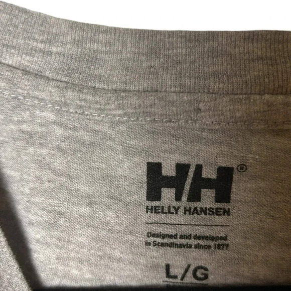 Helly Hansen top, mountain logo,light grey,long sleeve tee shirt,women large EC - Picture 3 of 12